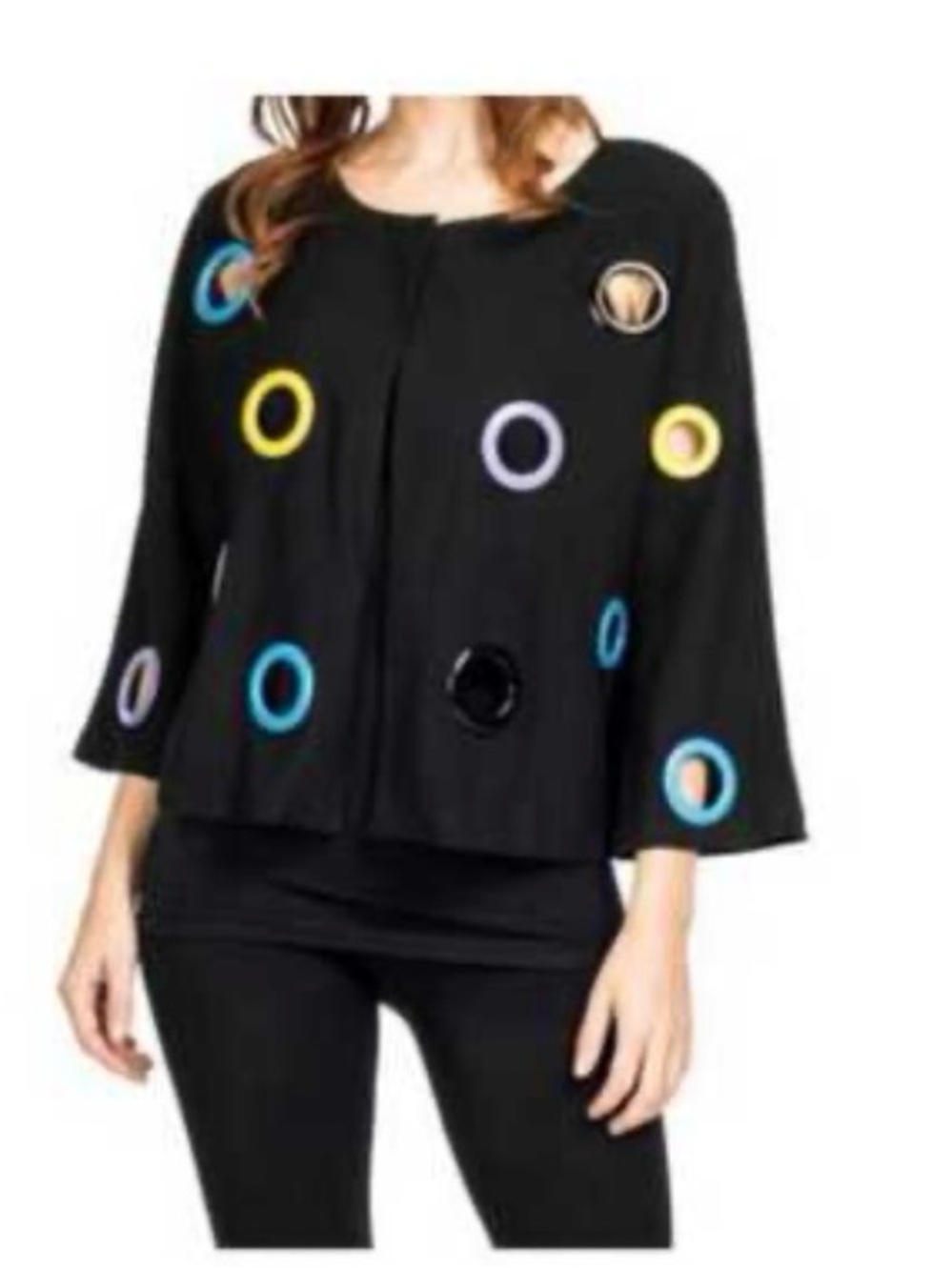Dor Dor Couture Cropped  Cotton Jacket with Multicolor Grommets Size L? No Tags